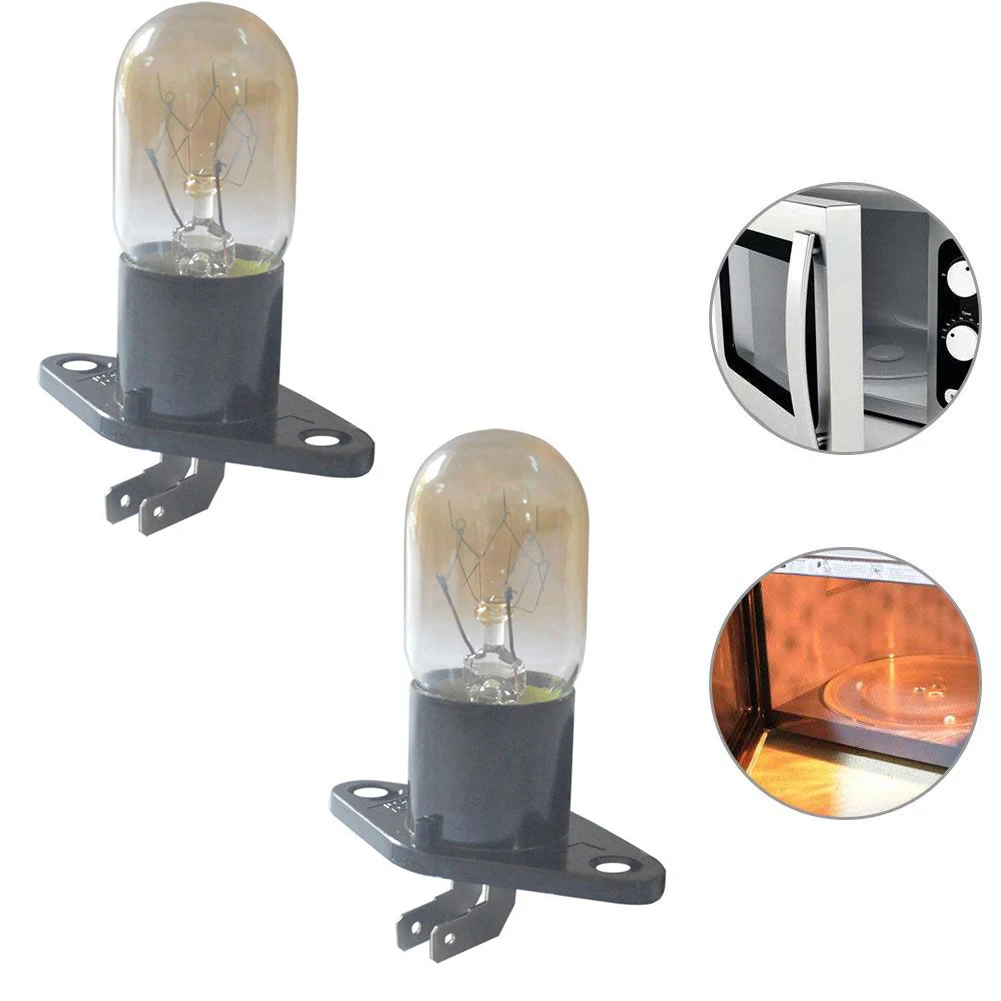 2pcs 2A 250V 20W 2 Pin Microwave Oven Bulb High Temperature Oven Light Lamp Spare Parts Accessories