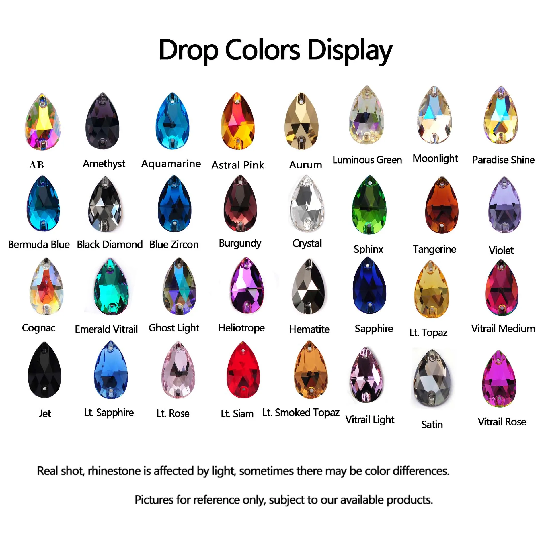 PUBRILEX Wholesale Glass K9 Drop Edges with Chamfers Crystal Glitter Sew On Rhinestones For DIY Garment Dress Clothes