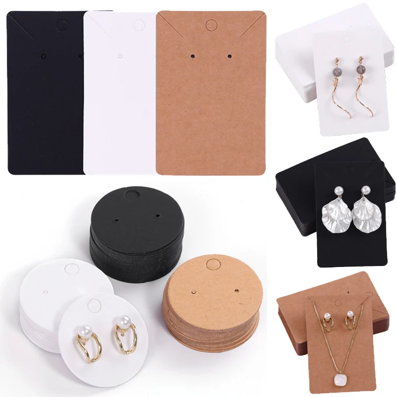 

50pcs/Lot Earrings Necklaces Display Cards For Jewelry Organizer Self-Seal Packaging Cardboard Hang Tag Card Ear Stud Paper Card