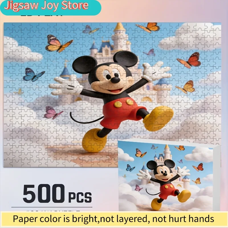 

500 шт. декоративных принтов Disney с Стичем и Микки для дома | Пазл для взрослых, развивающий мышление, идеально подходит для семейных игровых вечеров, Хри