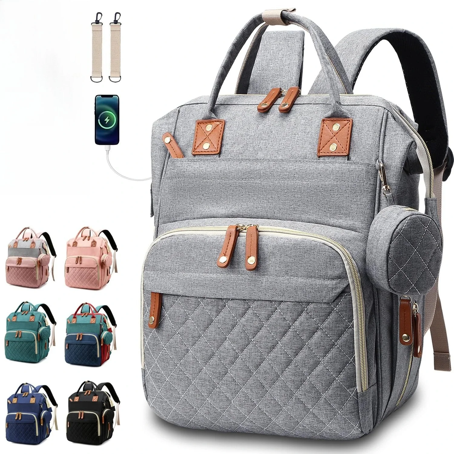 

Diaper Bag Backpack Baby Bag, Baby Girl Boy Diaper Bag for Dad Mom with Pad, Travel Large Diaper Bags with Pacifier Case