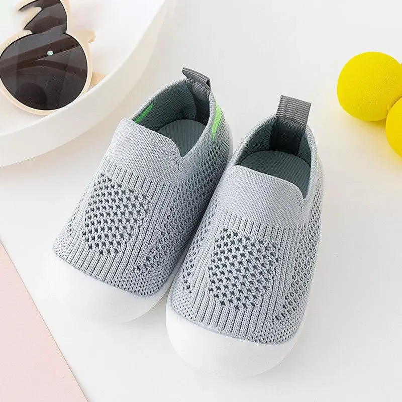 Baby Shoes Anti-slip Breathable Infant Crib Floor Socks with Rubber Sole for Children Girls Boys Mesh Shoes Soft Bottom Slippers