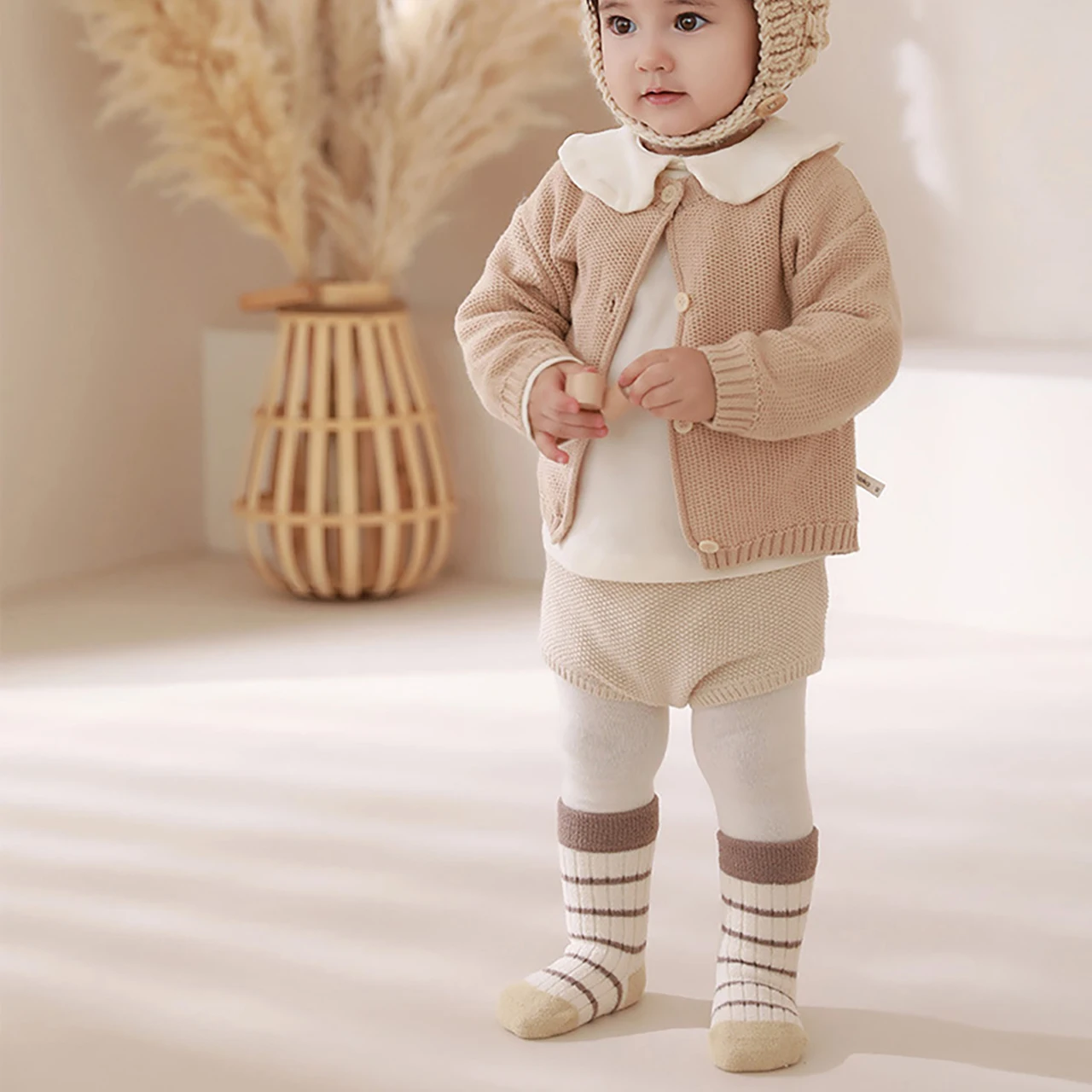3 paar Baby Plüsch Socken Dicke Warme Kinder Mitte Rohr Socke 0-3Year Junge Mädchen Winter Thermische Schuhe Mode Streifen kleinkind Baumwolle Socke – Detail 4