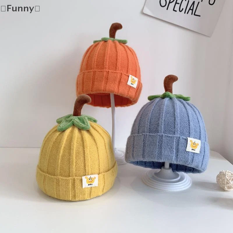 할로윈 아기 호박 모자 유아 어린이 호박 비니 귀여운 니트 모자 신생아 비니 아기 소년 소녀 5M-3Y 추수 감사절 모자