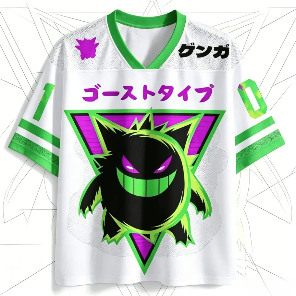 Harajuku Gengar 3D Printed Sport Quick-drying Breatha Men's Woman V-Neck T-Shirt Street Casual Fashion Y2K parent-child Clothing view 3
