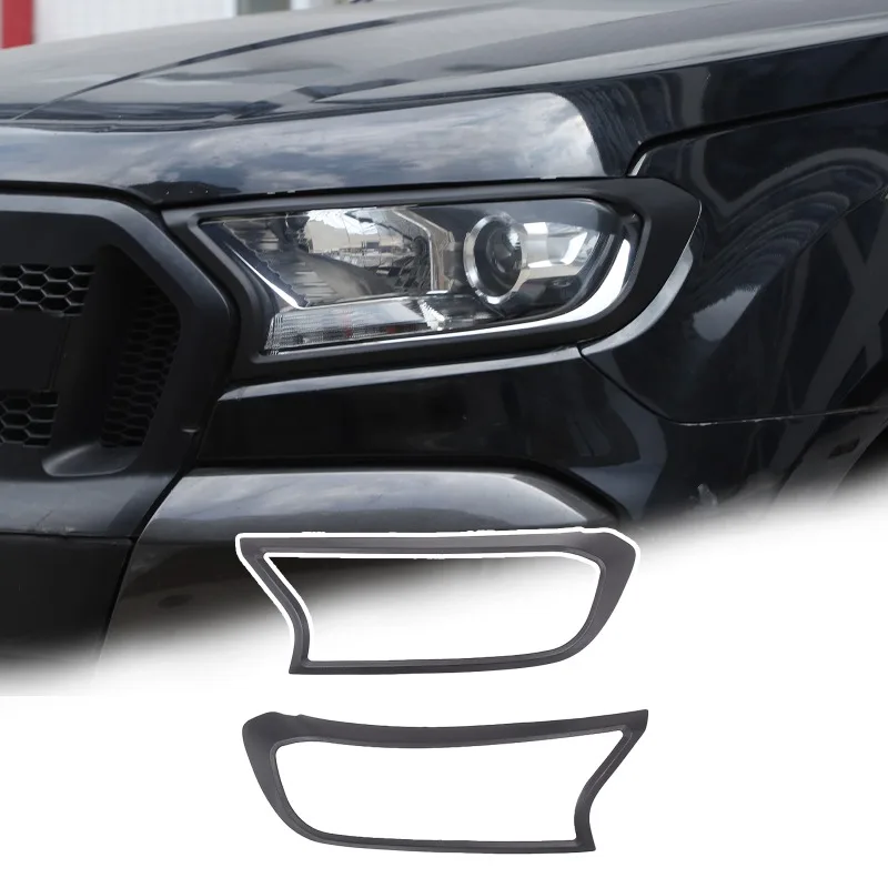 

ABS Matte Black Car Headlight Light Lamp Frame Cover Trim For Ford Ranger T7 2015–2021 Exterior Accessories