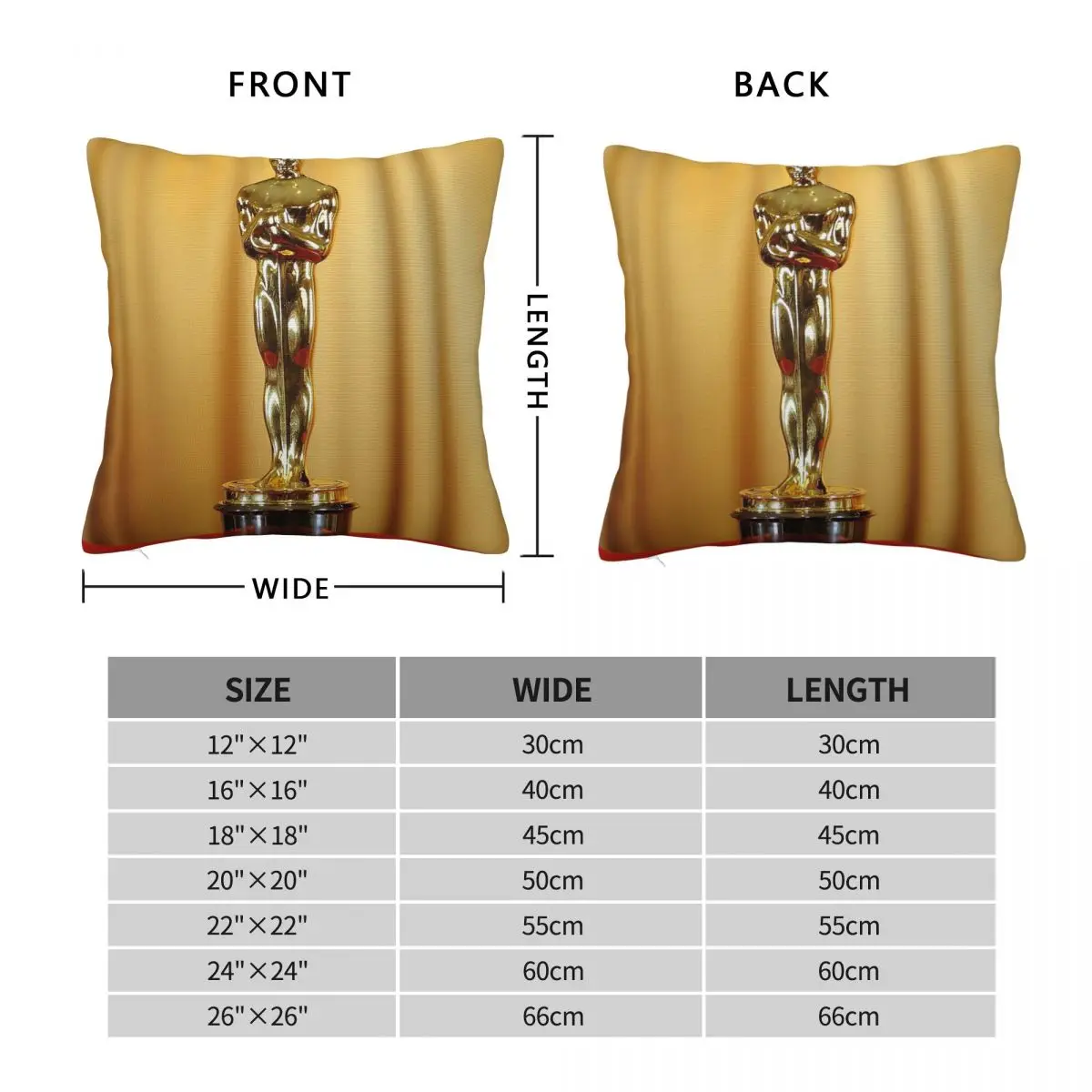 Academy Awards Oscar Square Pillowcase Polyester Linen Velvet Pattern Zip Decor Sofa Seater Cushion Cover 45x45