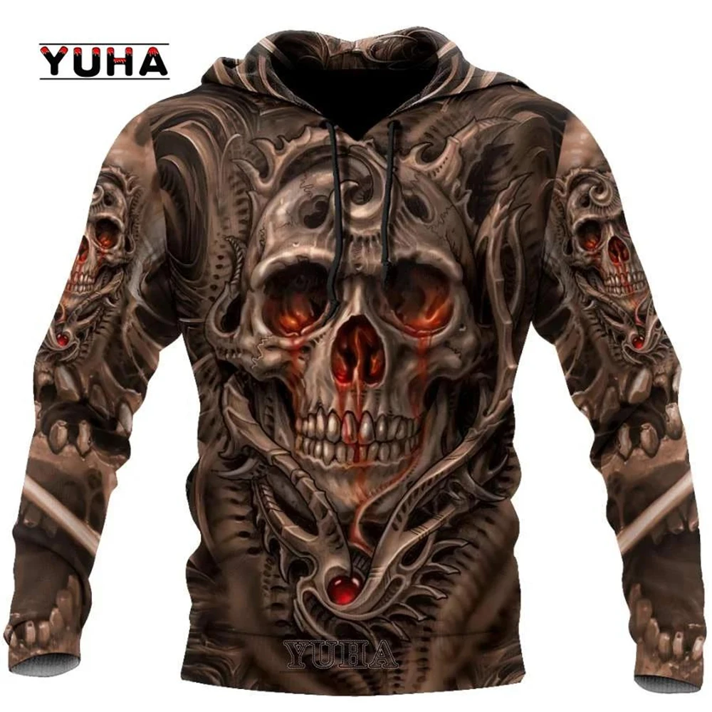 3D Printed Skull Graphics Men's Hoodie Tops Fashion Unisex Sweatshirt Spring and autumn Hip Hop Streetwear Oversized Casual Men' view 5