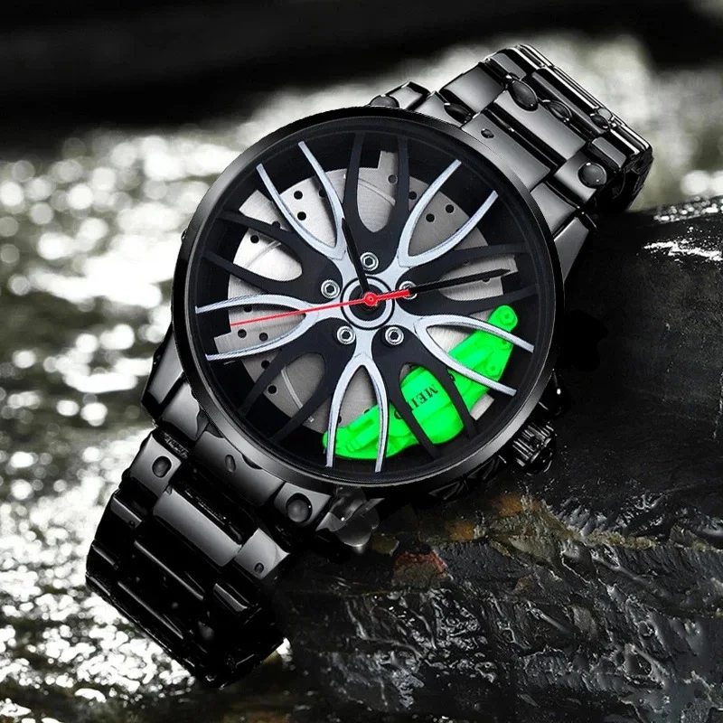 Fashion Men Quartz Watch Unique Trend Steel Racing Brake Calipers Wheel Design Watches For Man Gifts Hot Sale