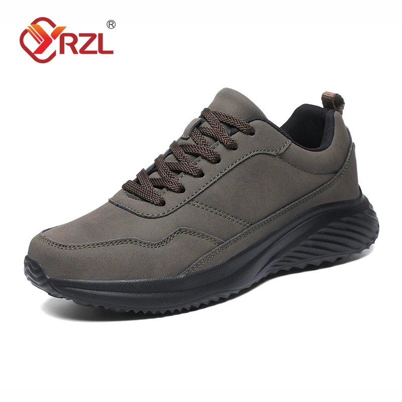 

YRZL Black Running Shoes Men Waterproof Athletic Sneakers Men Wear-resistant Non Slip Walking Sport Shoes Comfortable Men Shoes