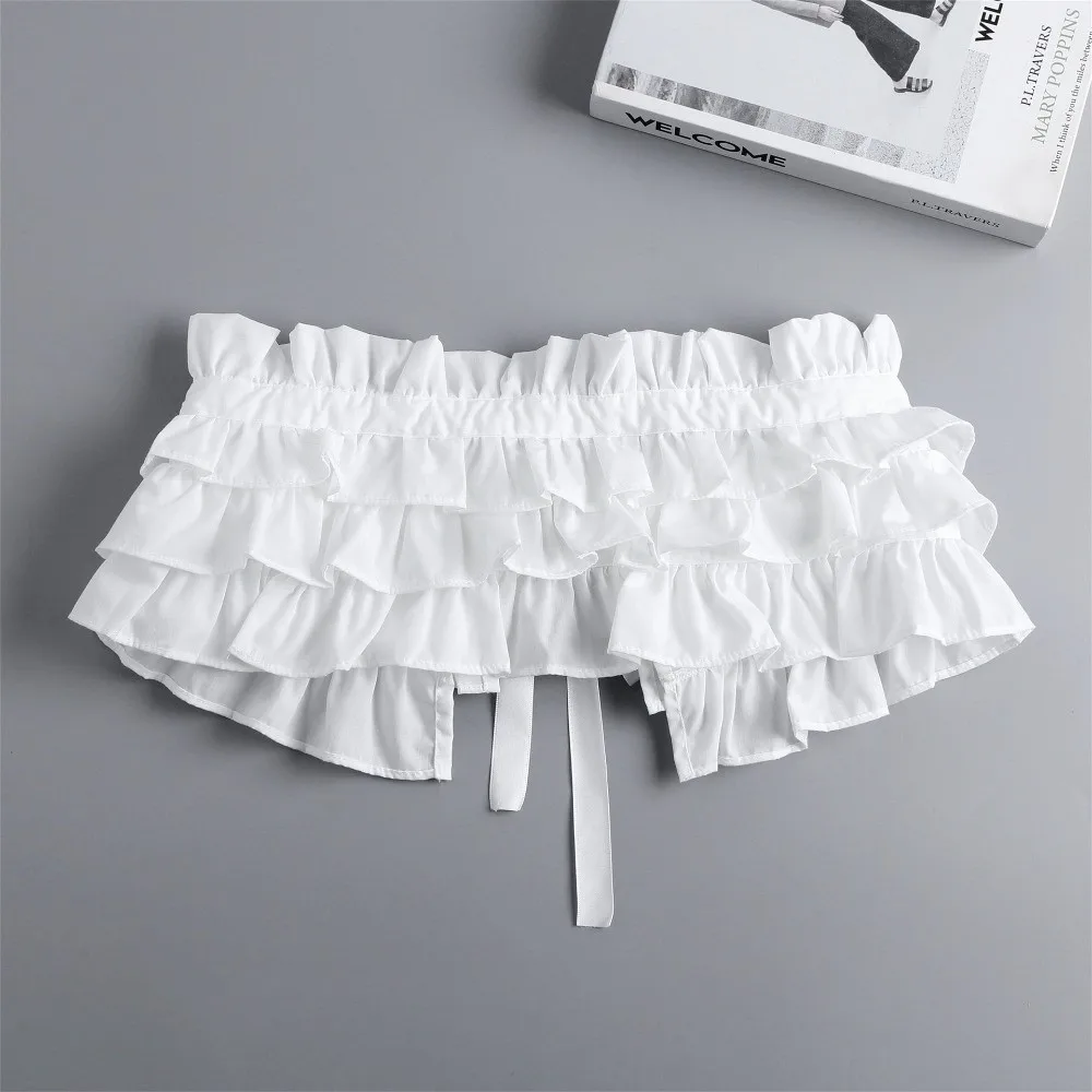 Fashion Solid Color Layered Ruffle Collar Multi-layer Cloth Decoration Detachable Collar Frilled Neckpiece Women