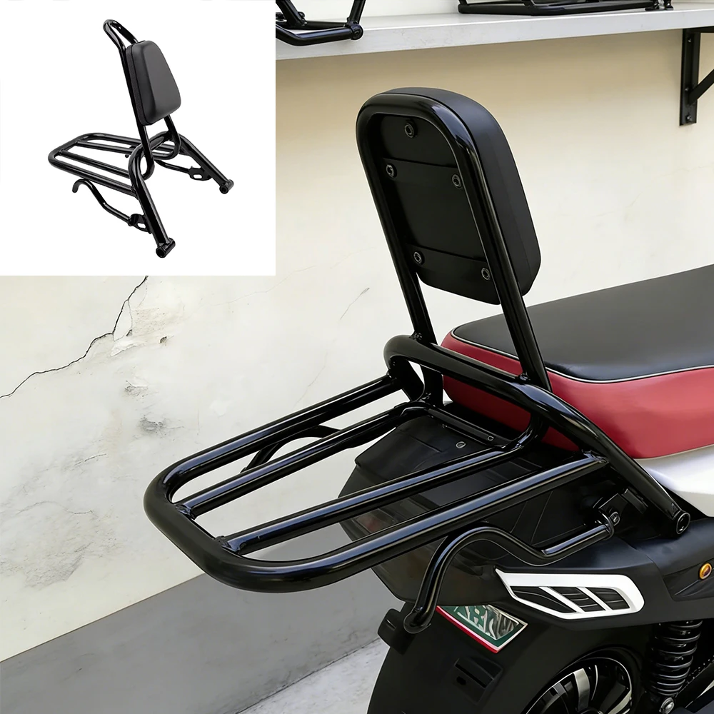 Motorcycle Rear Luggage Rack in Heavy Iron Material Come with High Rebound Sponge Backrest Compatible with Yamaha Zuma 125cc