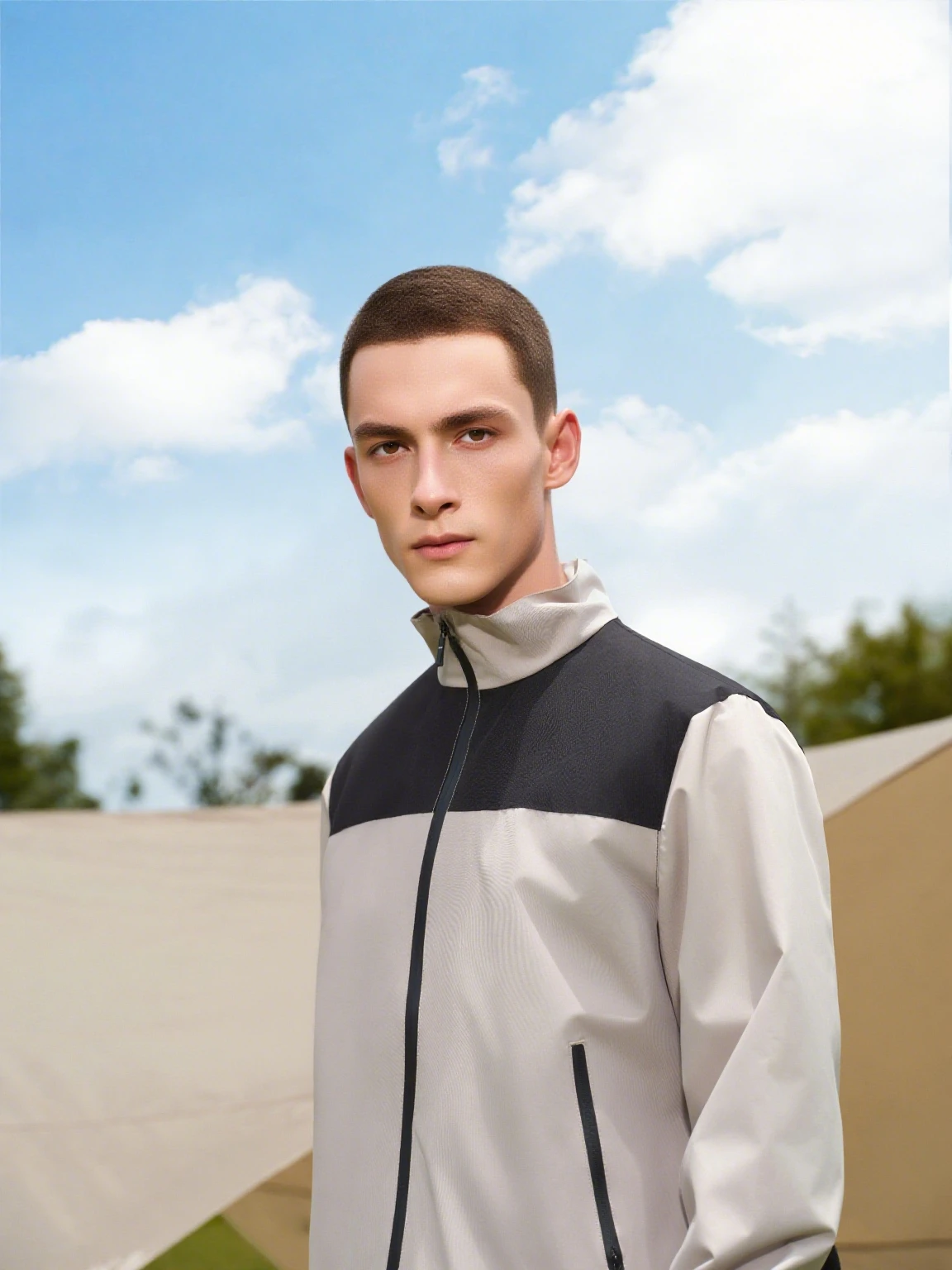 

Men's and Women's Trend Outdoor Jackets Spring and Autumn Windproof Stand-up Collar Long-sleeved Zipper Coat Brand Simple Top
