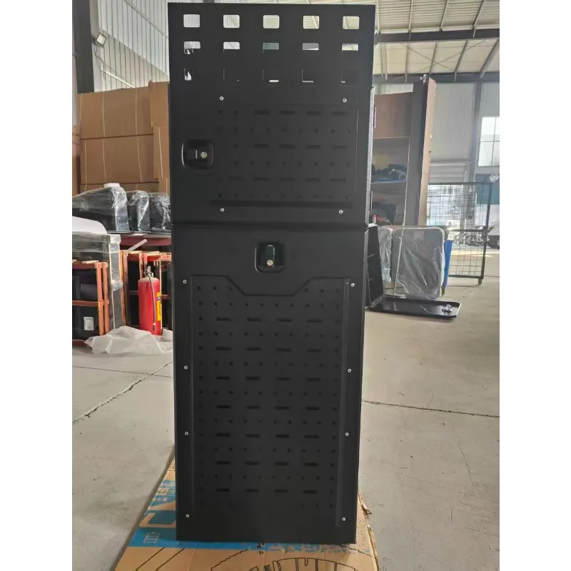 RV aluminum alloy tailgate, storage box, double door design space, strong, durable and waterproof