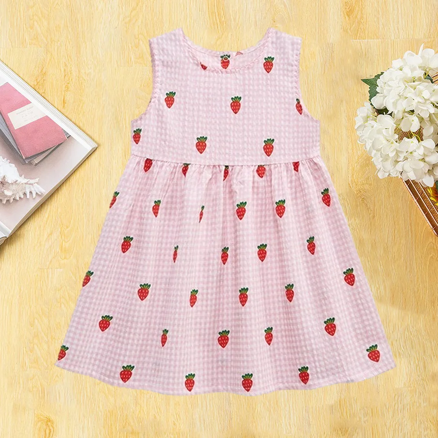 Summer Princess Baby Girls Dresses for Travel Party Birthday Kids Sweet Strawberry Children's Frocks Costume Baby Girl Clothes