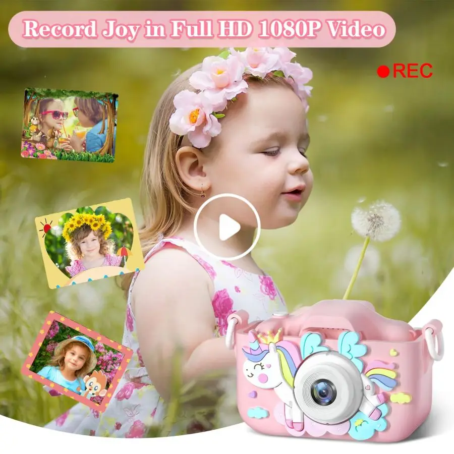 Children Digital cartoon cute unicorn Camera Toys Outdoor Photography Camera Festival Gift Kids Portable Electronic Toys