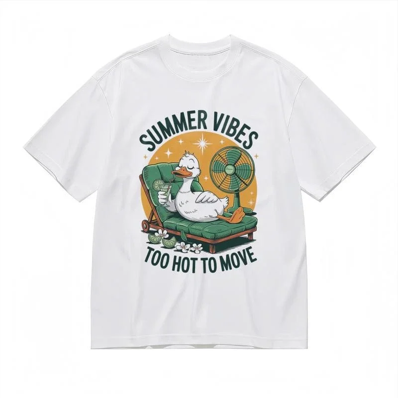 

Relax Duck Graphic Printing Summer Luxury Brand Pure Cotton Men's and Women's T-shirt Short Sleeve Street Fashion Trend