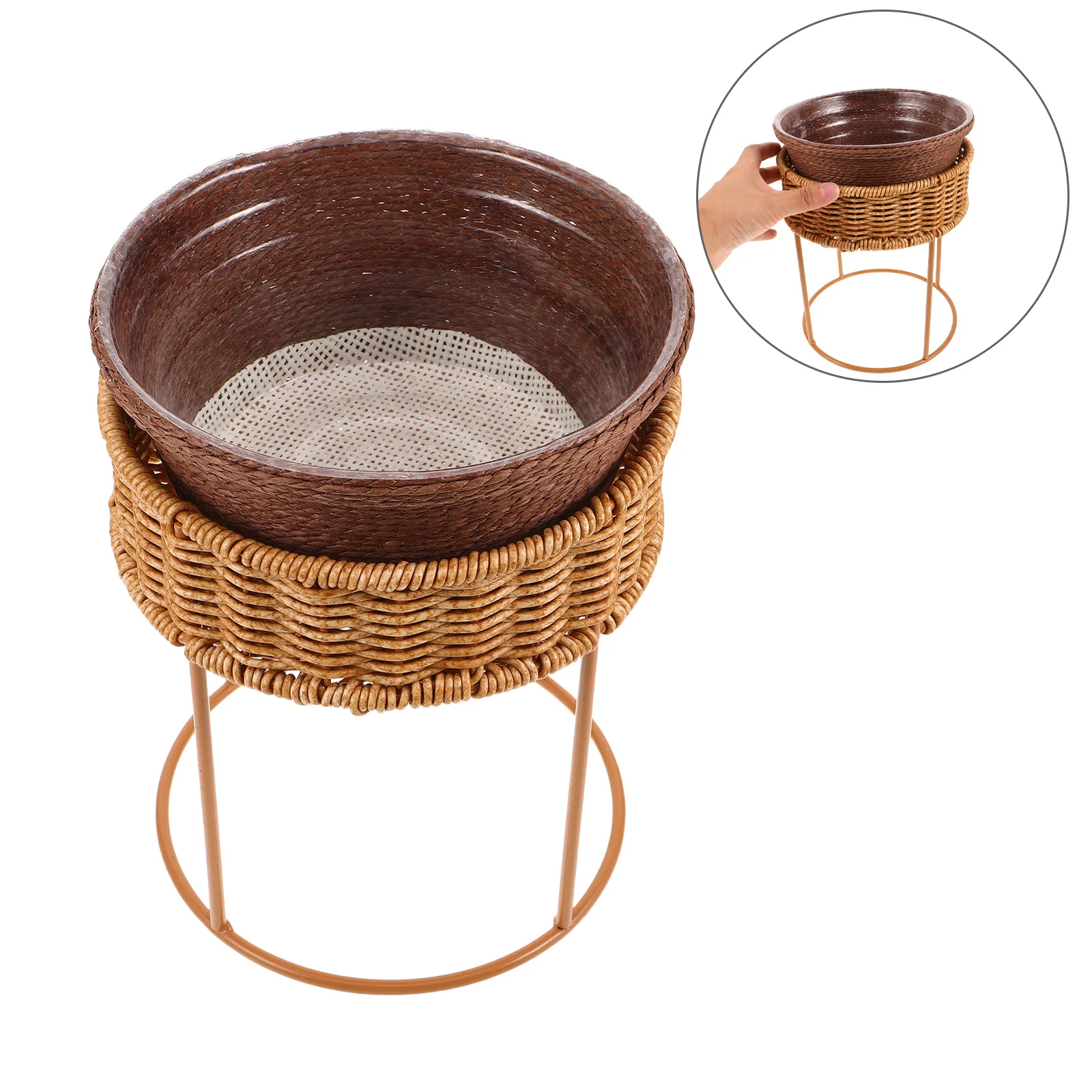 

1 Set Mini Flower Rack Rattan Succulent Planter Stand Desktop Shelf For Plants Indoor Small Space Organizer Living Room Bedroom