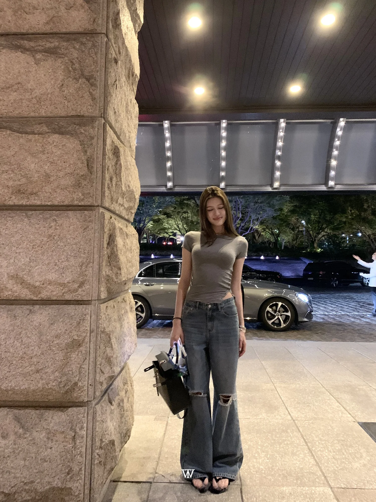 

WANANTONG Fifth Street Casual Waed Denim Pants Women's Summer Loose Fit Wide Leg Jeans Casual Sle Four Seasons