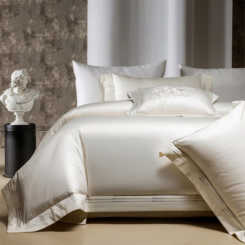 

Solid Color Hotel Style Luxury Embroidery 1000TC Egyptian Cotton Bedding Set Duvet Cover Flat/Fitted Bed Sheet Pillowcases 4Pcs