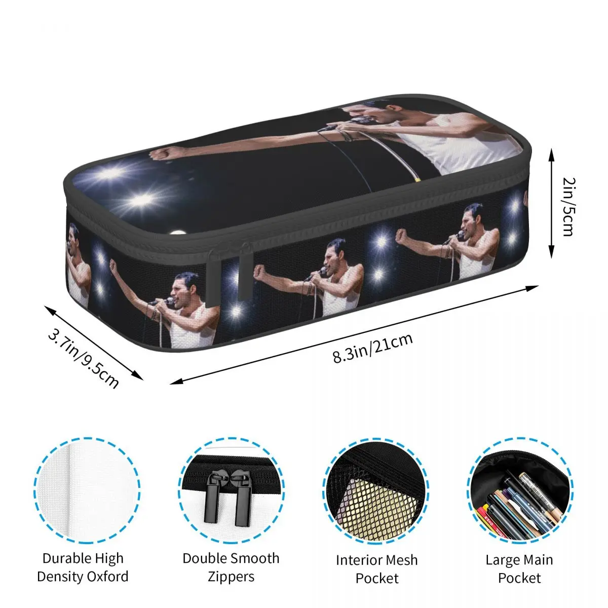 Queen Freddie Mercury (10) Pencil Case for Kids School Pen Box Pencil Bag Stationery Supplies Pen Holder Bag