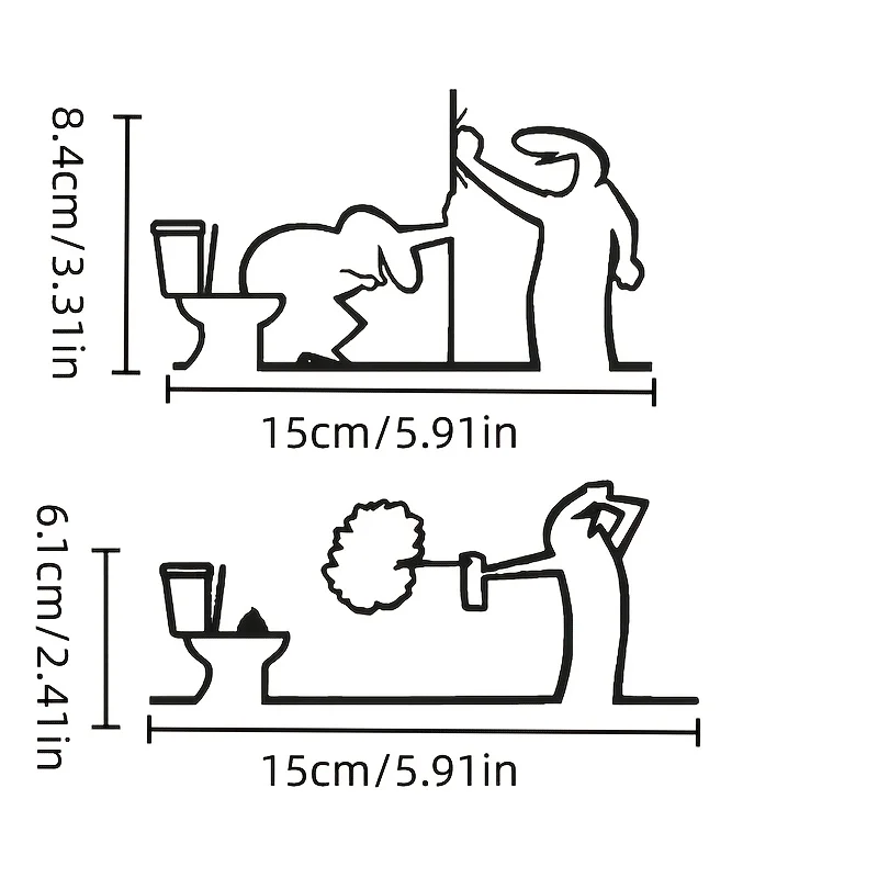 2Pcs/Set Funny WC Figure Sticker, Waterproof Vinyl Humorous Decal for Bathroom Door, Car and Laptop