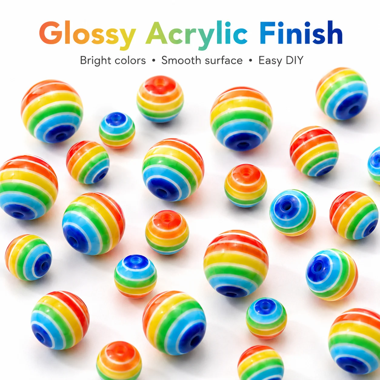 6-10mm 50-piece set of acrylic colored striped beads for handmade DIY jewelry bracelets necklaces and decorative accessories
