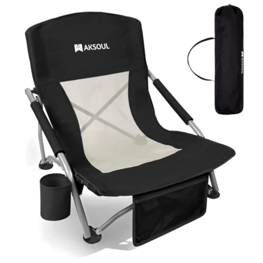 

Складное пляжное кресло для взрослых: кресло с сумкой для переноски, сверхширокое сиденье, удобная спинка и карман для хранения.