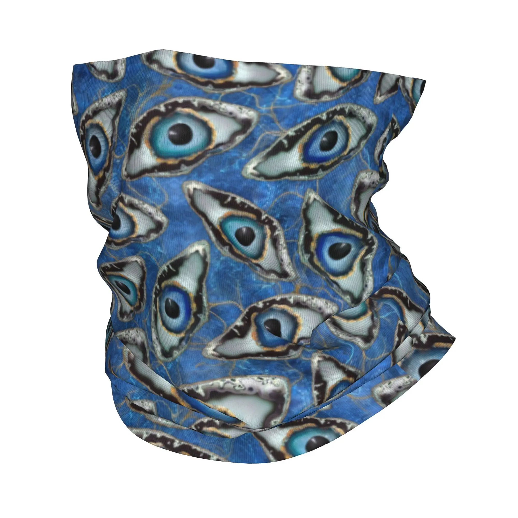 

Custom Evil Eye Pattern Geodes And Crystals Bandana Neck Gaiter Windproof Face Scarf Cover Men Women Nazar Lucky Charm