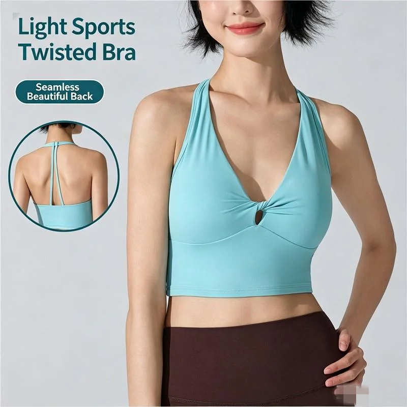 

Women Twisted Backless Sports Bra Bare-Skin Breathable Tight Vest for Outdoor Running Fitness Yoga Clothing Women