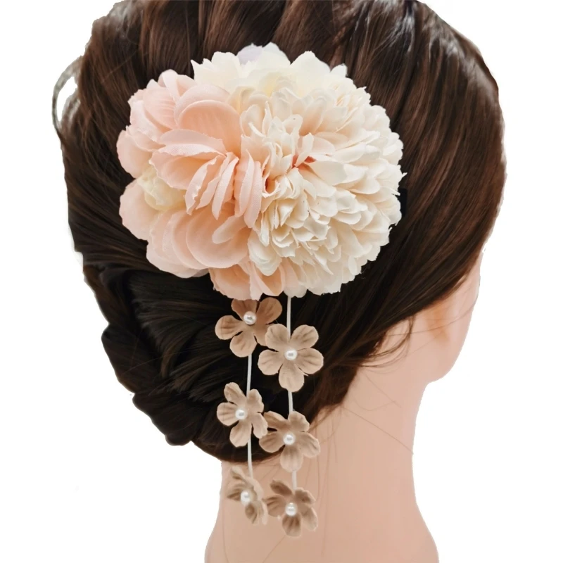 Chinese Costume Hydrangea Hairpin Women Dangling Flower Hair Hair Comb Hair Styling Tool for Wedding Party