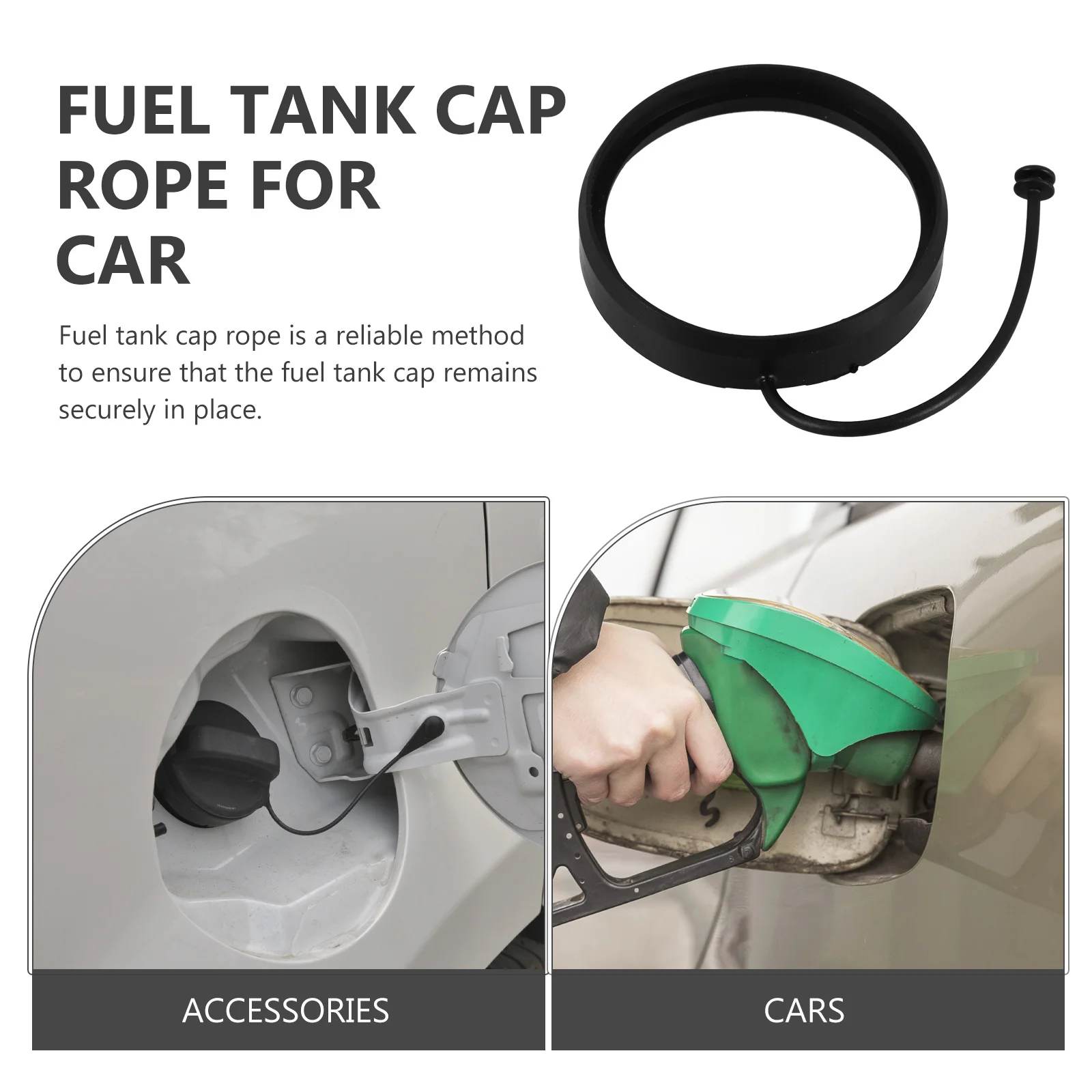 

2pcs Oil Tank Cap Rope Durable Tpe Lost Prevention Design Wide Compatibility Car Gas Cover Replacement For Various Models