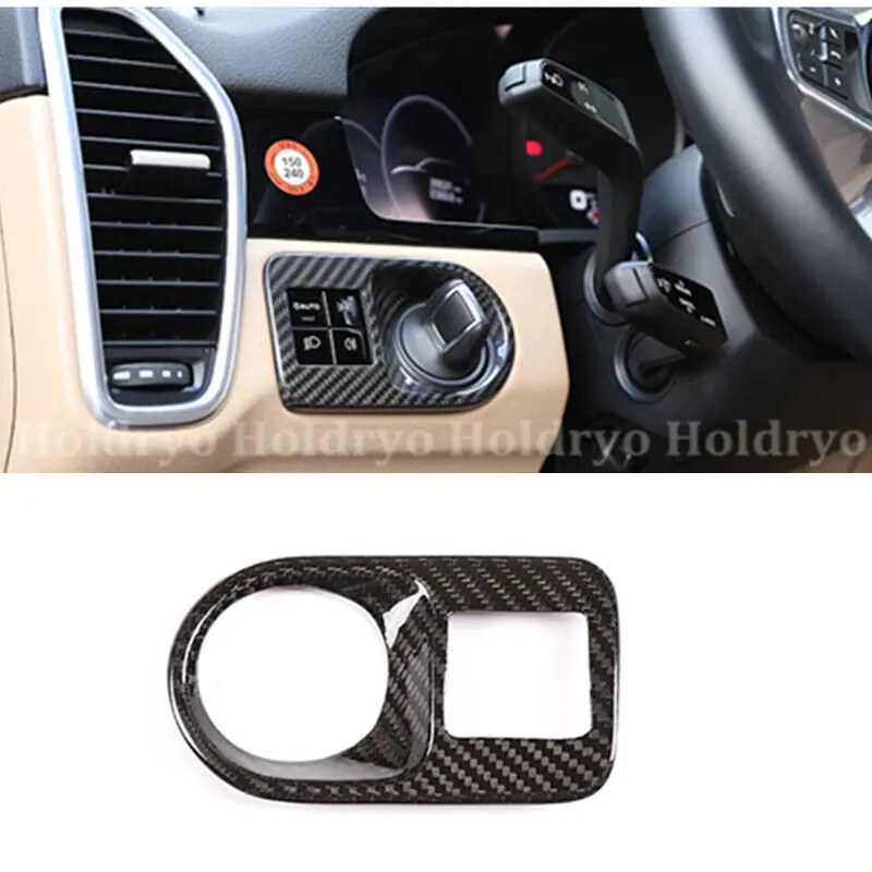 

For Porsche Cayenne 18-20 Dry Carbon Fiber Headlight Switch Button Trim Cover