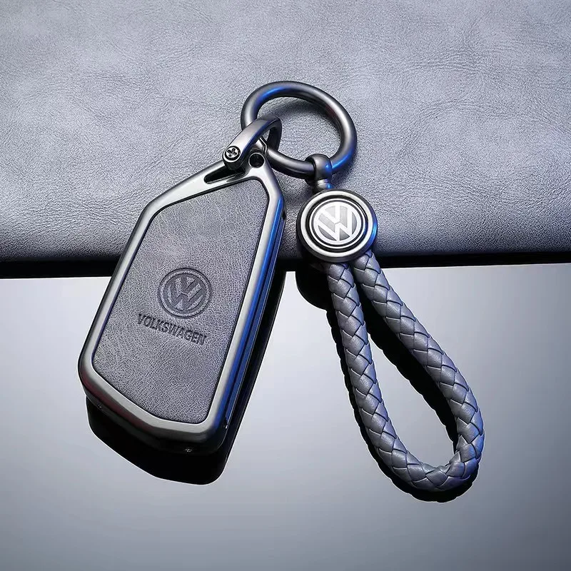 حافظة مفاتيح السيارة المصنوعة من الجلد المصنوع من خليط معدني غطاء كامل لسيارة VW Volkswagen ID.3 ID.4 Golf 8 2022 2023 MK8 ملحقات سلسلة مفاتيح بدون مفتاح للسيارات #3