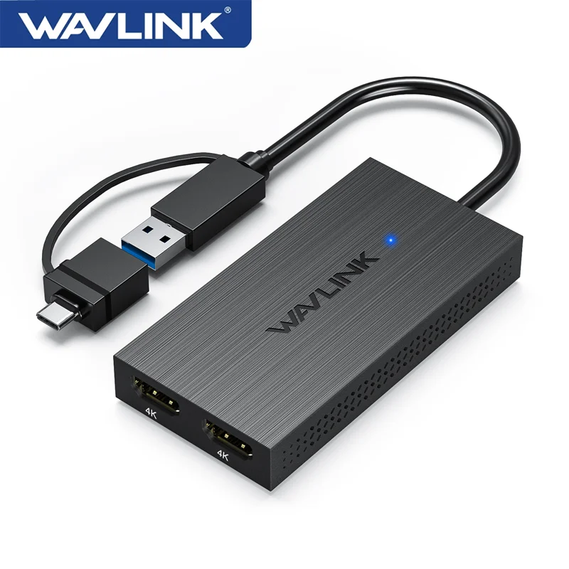 

WAVLINK USB 3.1/USB C to Dual HDMI Adapter DL6950/SM768 Chip Dual 2K/5K@60Hz Monitor Compatible with Windows and M1/M2/M3 Mac