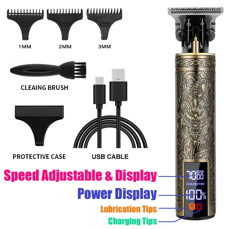 Carving T9 Vintage professionele elektrische haarsnijmachine USB oplaadbare draagbare scheerapparaat trimmer voor baardverzorging beste cadeau - afbeelding 1