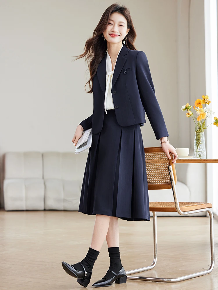Women's Suit Set Interview Outfit Professional Clothing Small Size Career Dress Commute Style Button Detail Polyester Blend