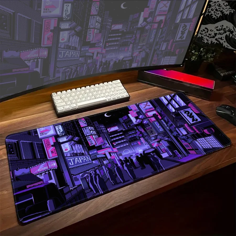 

Большой игровой коврик для мыши HD Black City, аксессуары для геймеров, офисный коврик для клавиатуры, кавайный аксессуар, коврик для настольного компьютера