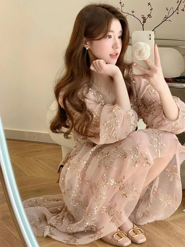 Women's Long-Sleeved Dress New Gentle Fairy Long Skirt