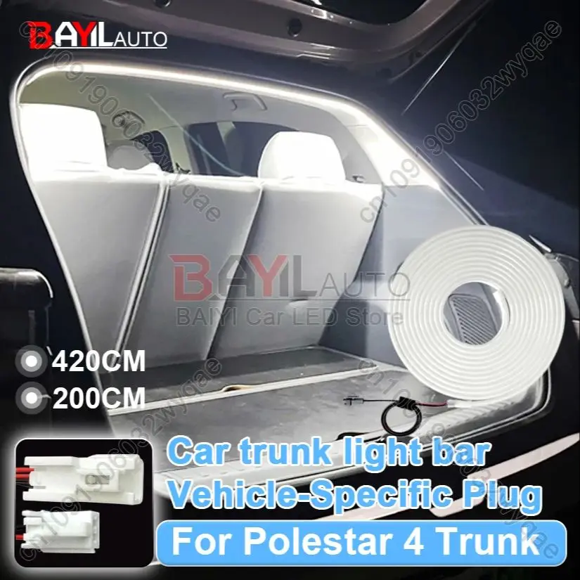 

For Polestar 4 trunk light bar, Hidden luggage light belt, Car interior atmosphere light, Plug & play with vehicle-specific plug