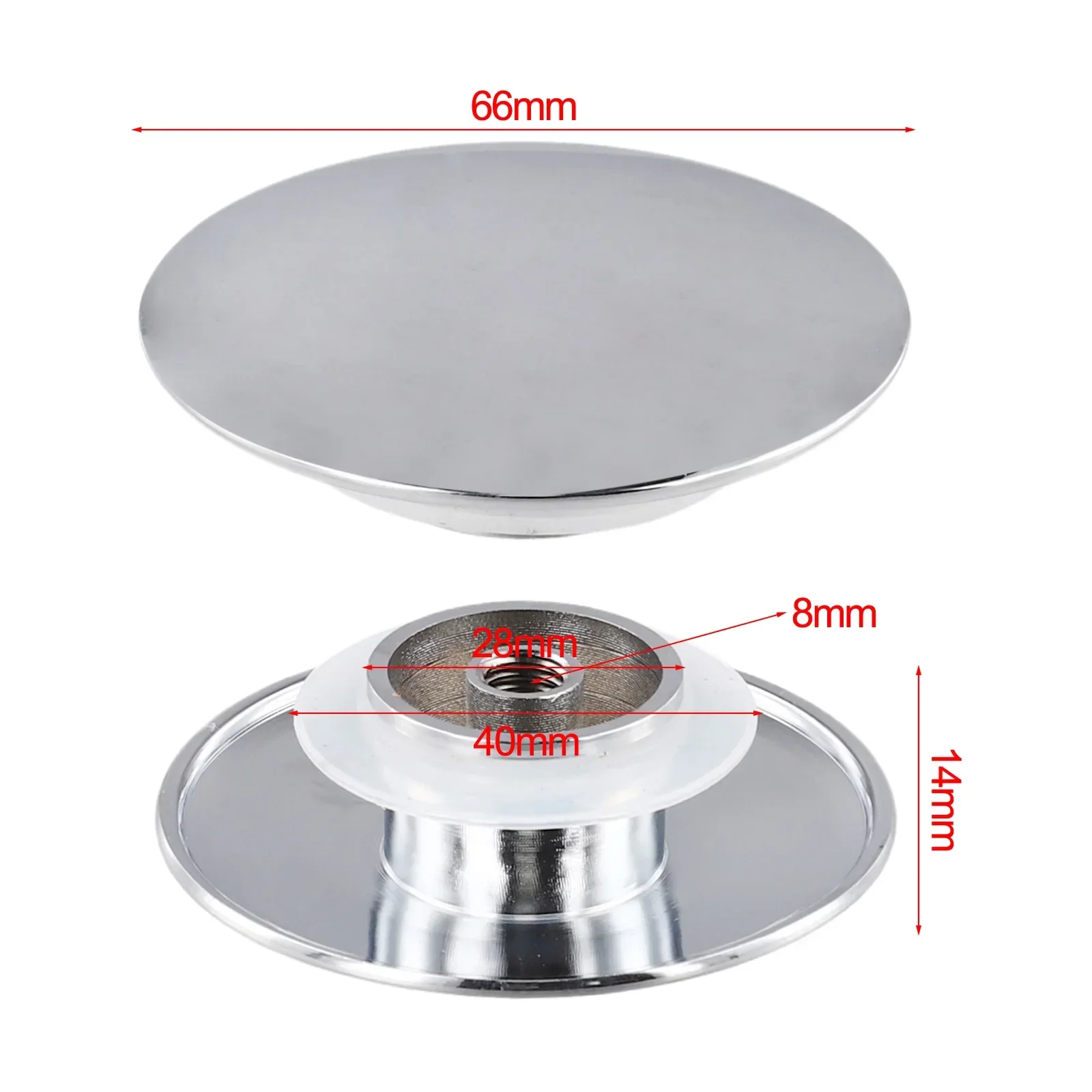 66mm Silver Chrome Basin Waste Pop-Up Sink Plug Cap Click Clack Push Button Bathroom Basin Sink Up Drain Stopper Drainer Cover
