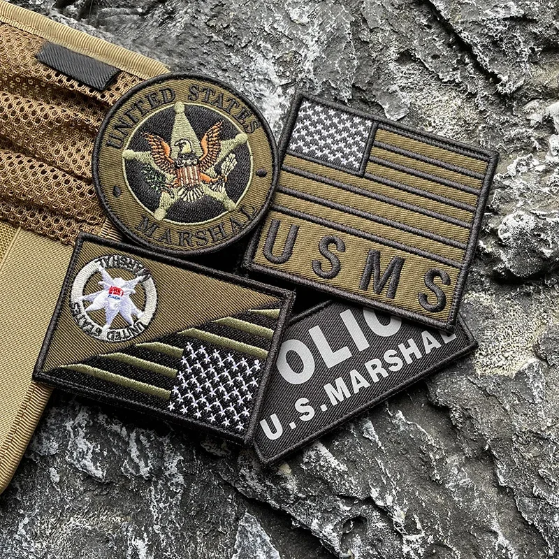 米国連邦保安官ベストステッカー刺繍フック & ループパッチ戦術