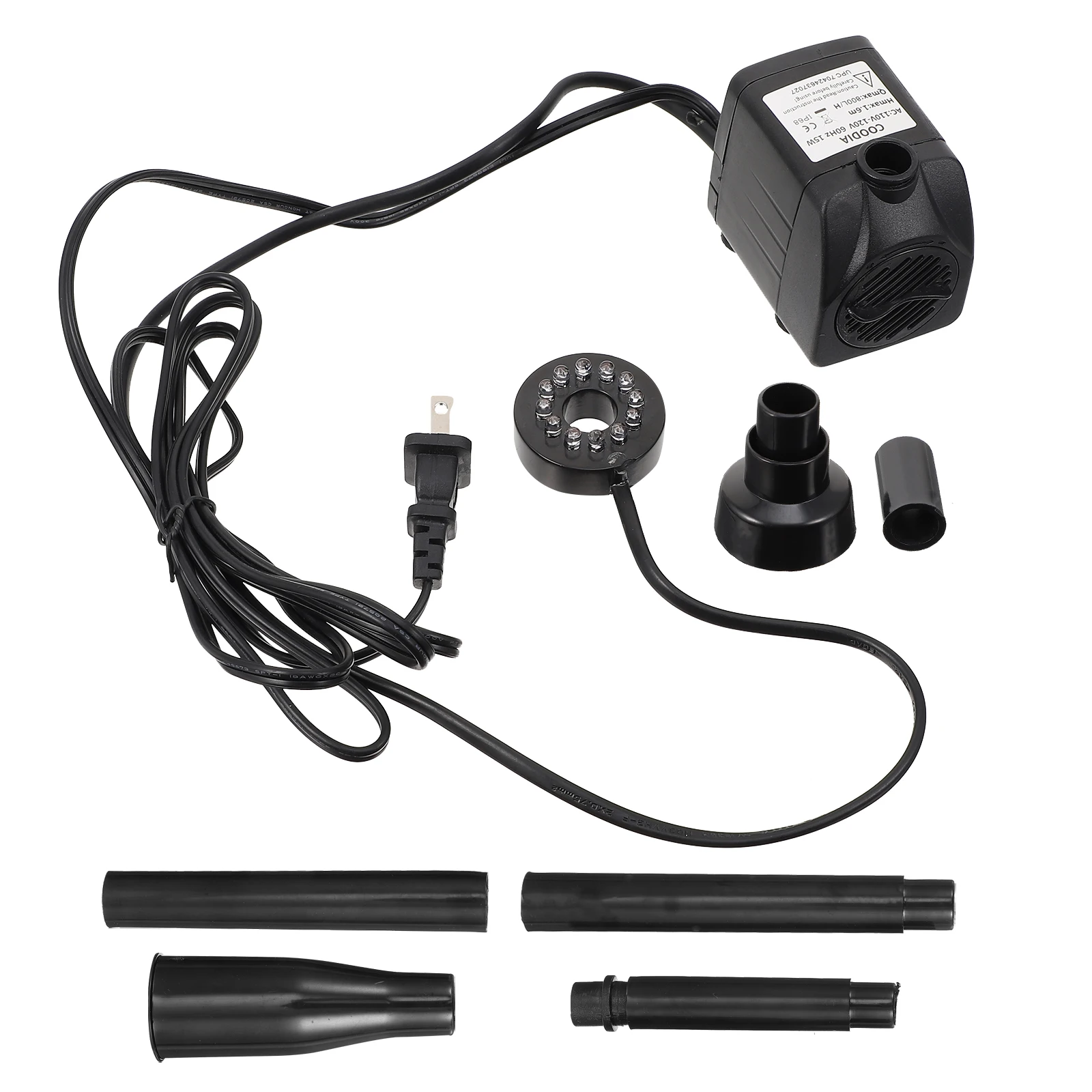 

1pc Colorful Light Water Pump Black Quiet Submersible Fish Tank Pump For Aquarium Fountain Garden Pond Bird Bath Led Mini