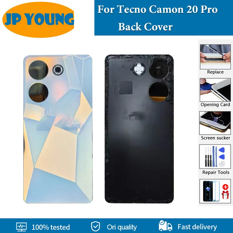 tecno-camon-20-pro用背面バッテリーカバー、交換用ハウジングドア、リアケース、tecno-camon-20pro-ck7n用バックカバー