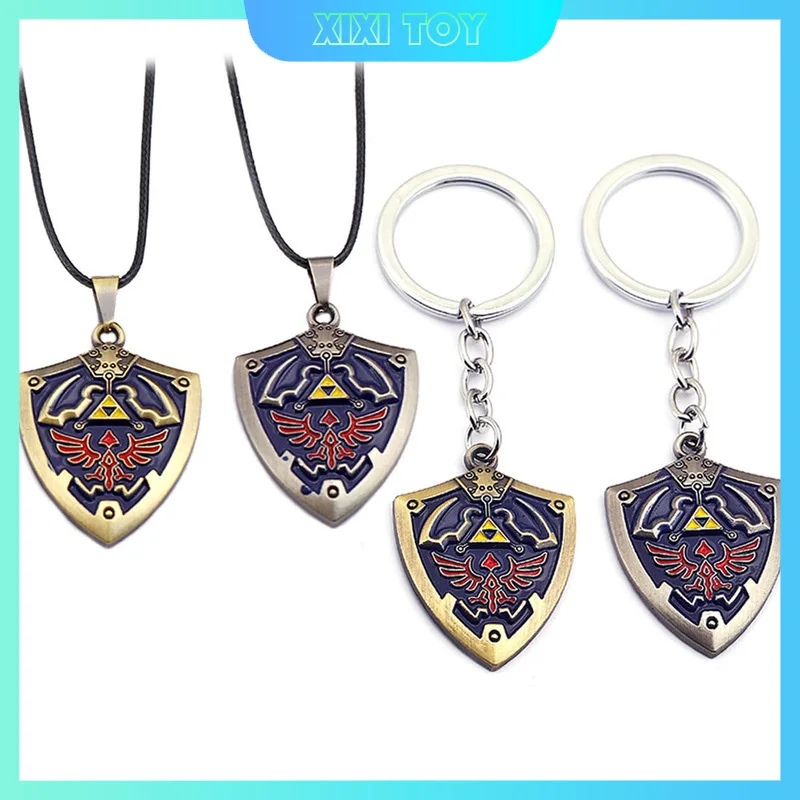 Game Breath Of The Wild Keychain Hailia'S Shield Necklace Metal Necklaces Jewelry Pendant Women Men Chains Souvenir Accessories