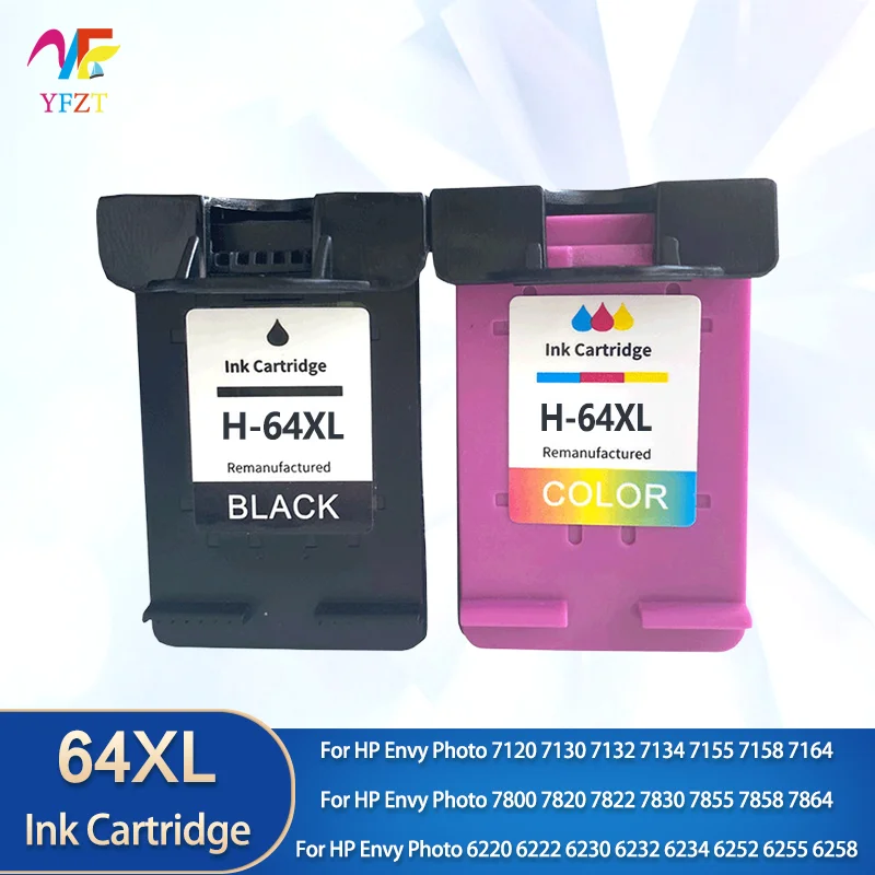64 64XL Remanufactured Ink Cartridge For HP ENVY Photo 6200 7100 7800 7822 7164 7855 7864 6252 6255 6258 Printer