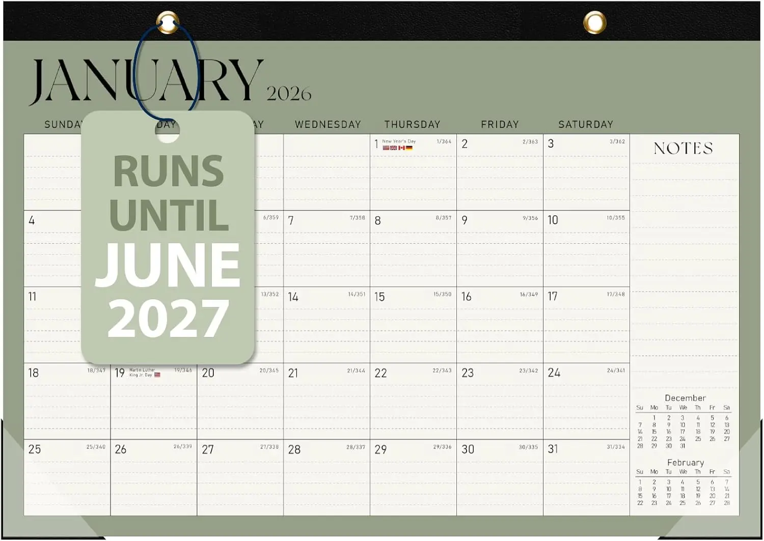 

2026 Desk Calendar, 17x12 Large Monthly Planner Jan 2026-Jun 2027, Desktop/Wall Hanging for Office Home School