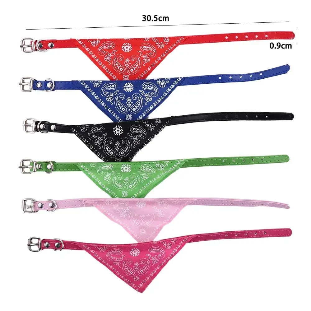 Pet Dog Neck Scarf Puppy Cat Dog Collar Bandana Collar Scarf with Leather Collar Accessories Adjustable Pet Puppy Cat Scarf