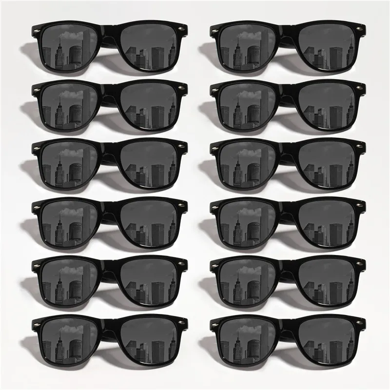

12PCS Classic Black Square Fashion Glasses with Bolt Decoration For Party Photography Wedding Birthday Graduation Hiking