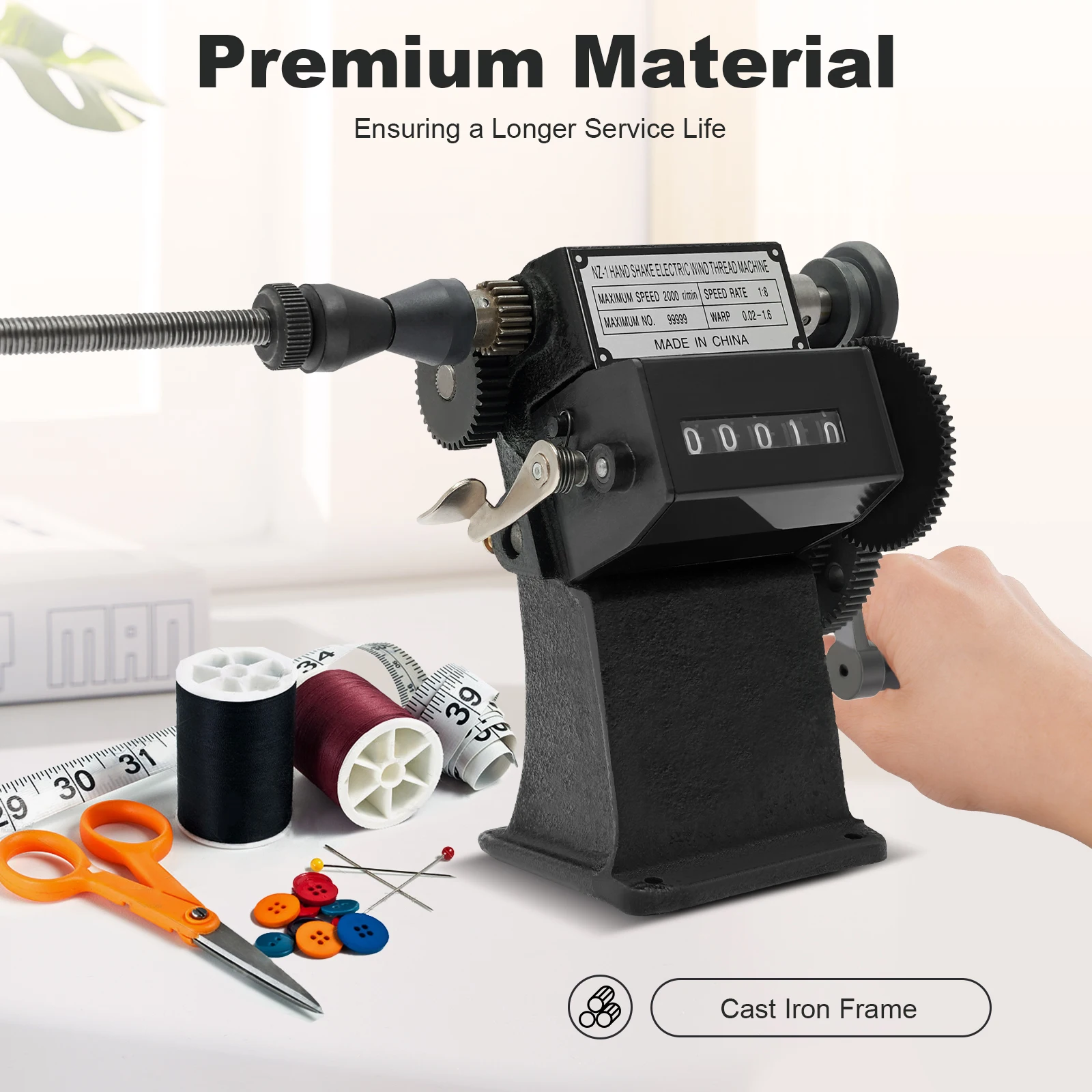 

0-99999 Electric Hand Crank Coil Counter Winder Manual Coil Winder with Counter Counting Winding Machine for Wires of 0.02-2.6mm
